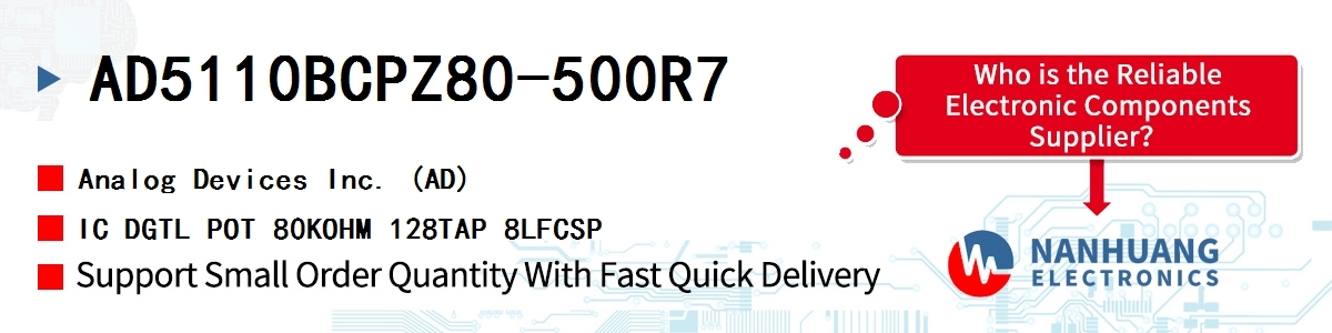 AD5110BCPZ80-500R7 ADI IC DGTL POT 80KOHM 128TAP 8LFCSP
