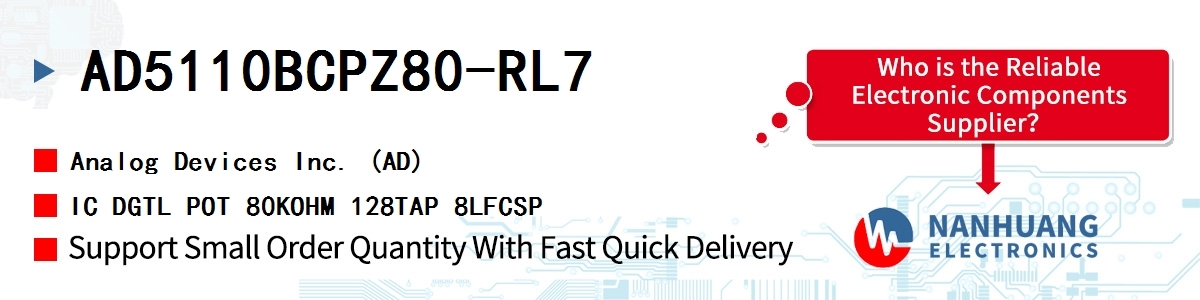 AD5110BCPZ80-RL7 ADI IC DGTL POT 80KOHM 128TAP 8LFCSP