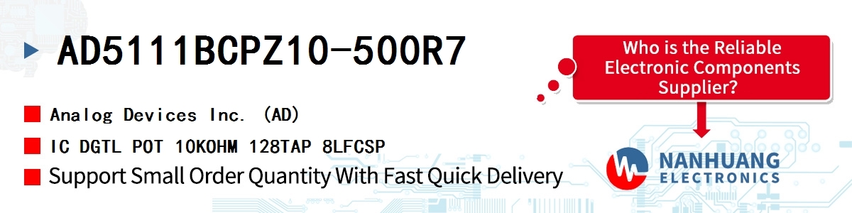 AD5111BCPZ10-500R7 ADI IC DGTL POT 10KOHM 128TAP 8LFCSP