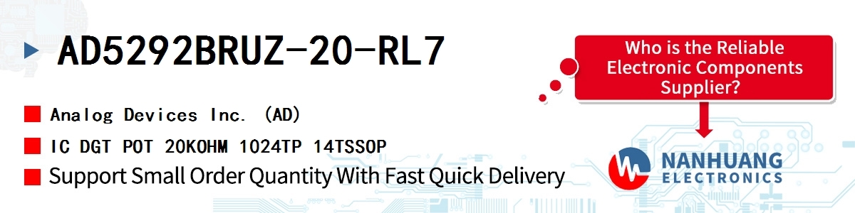 AD5292BRUZ-20-RL7 ADI IC DGT POT 20KOHM 1024TP 14TSSOP