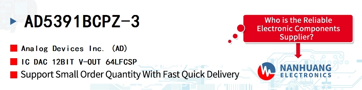 AD5391BCPZ-3 ADI IC DAC 12BIT V-OUT 64LFCSP