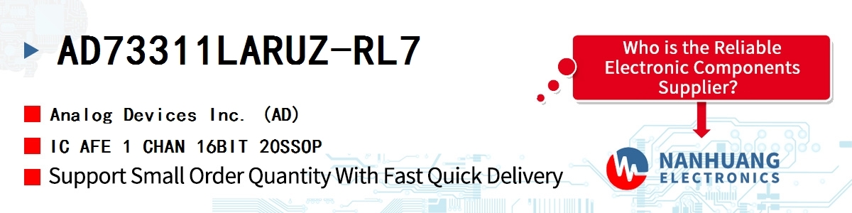 AD73311LARUZ-RL7 ADI IC AFE 1 CHAN 16BIT 20SSOP