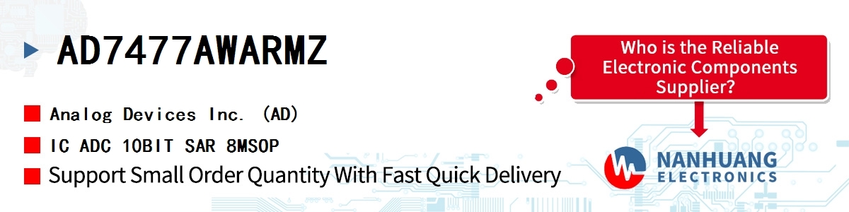 AD7477AWARMZ ADI IC ADC 10BIT SAR 8MSOP