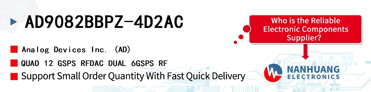 AD9082BBPZ-4D2AC ADI QUAD 12 GSPS RFDAC DUAL 6GSPS RF
