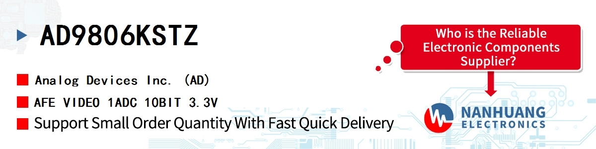 AD9806KSTZ ADI AFE VIDEO 1ADC 10BIT 3.3V