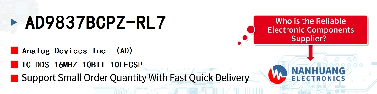 AD9837BCPZ-RL7 ADI IC DDS 16MHZ 10BIT 10LFCSP