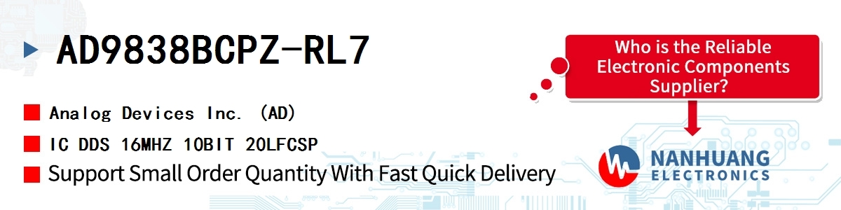 AD9838BCPZ-RL7 ADI IC DDS 16MHZ 10BIT 20LFCSP