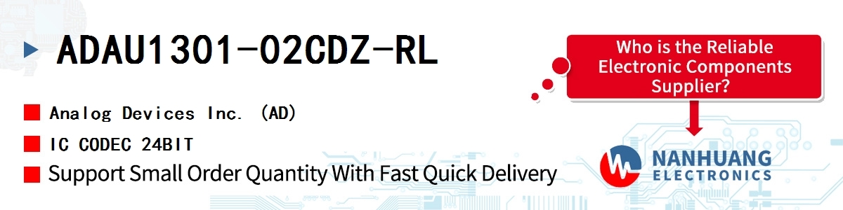 ADAU1301-02CDZ-RL ADI IC CODEC 24BIT