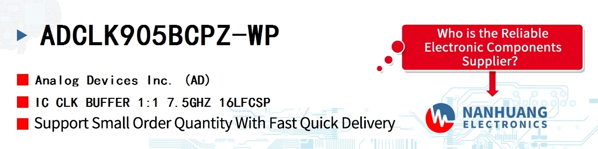 ADCLK905BCPZ-WP ADI IC CLK BUFFER 1:1 7.5GHZ 16LFCSP
