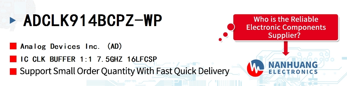ADCLK914BCPZ-WP ADI IC CLK BUFFER 1:1 7.5GHZ 16LFCSP