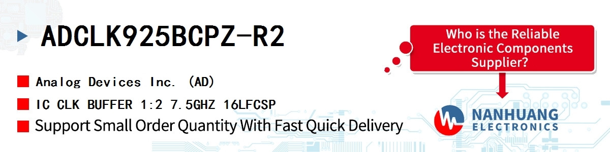 ADCLK925BCPZ-R2 ADI IC CLK BUFFER 1:2 7.5GHZ 16LFCSP