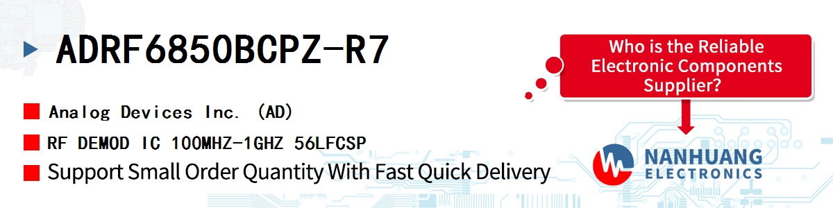 ADRF6850BCPZ-R7 ADI RF DEMOD IC 100MHZ-1GHZ 56LFCSP