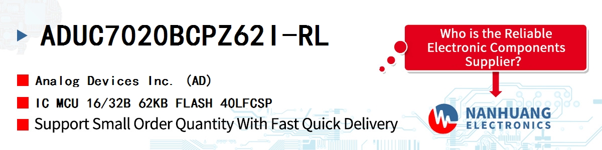 ADUC7020BCPZ62I-RL ADI IC MCU 16/32B 62KB FLASH 40LFCSP