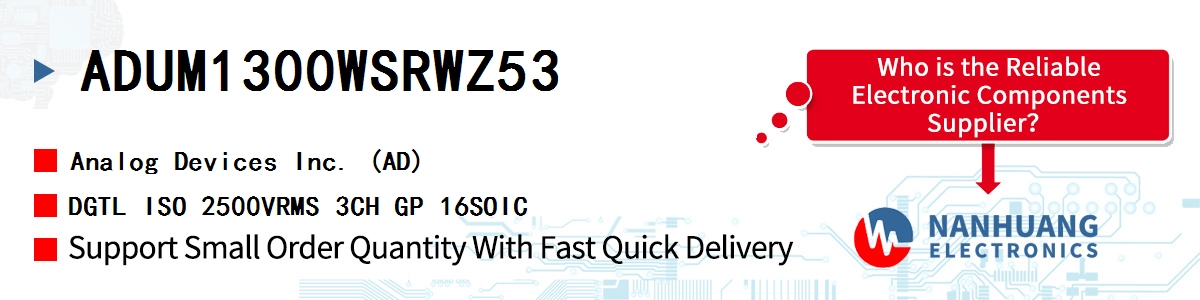ADUM1300WSRWZ53 ADI DGTL ISO 2500VRMS 3CH GP 16SOIC