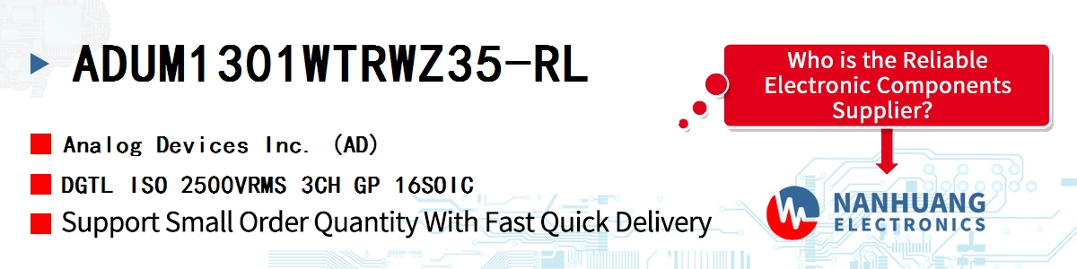 ADUM1301WTRWZ35-RL ADI DGTL ISO 2500VRMS 3CH GP 16SOIC