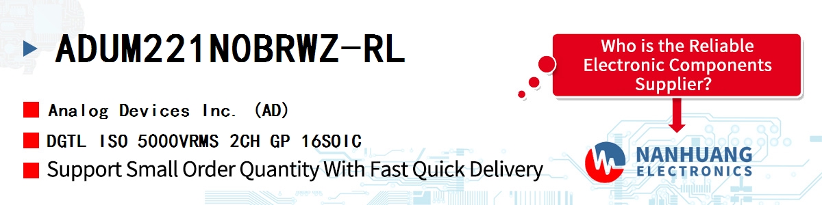 ADUM221N0BRWZ-RL ADI DGTL ISO 5000VRMS 2CH GP 16SOIC