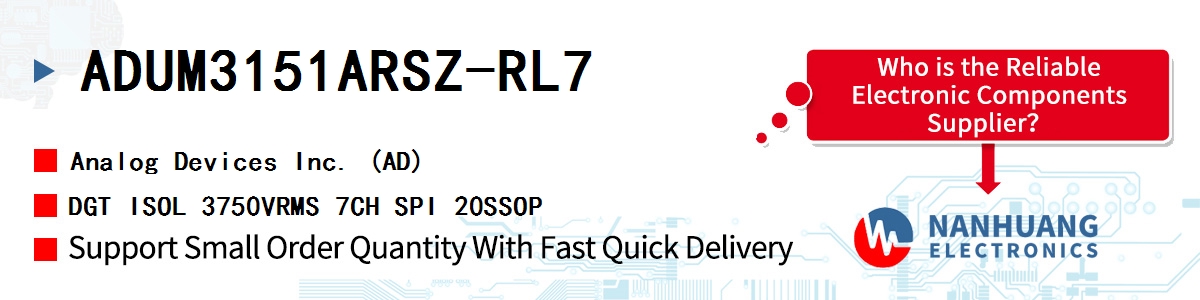 ADUM3151ARSZ-RL7 ADI DGT ISOL 3750VRMS 7CH SPI 20SSOP