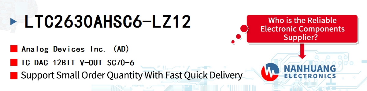 LTC2630AHSC6-LZ12 ADI IC DAC 12BIT V-OUT SC70-6