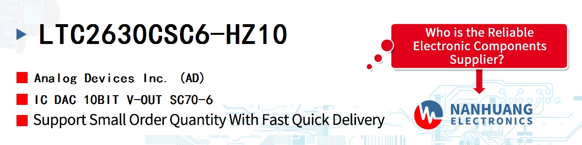 LTC2630CSC6-HZ10 ADI IC DAC 10BIT V-OUT SC70-6