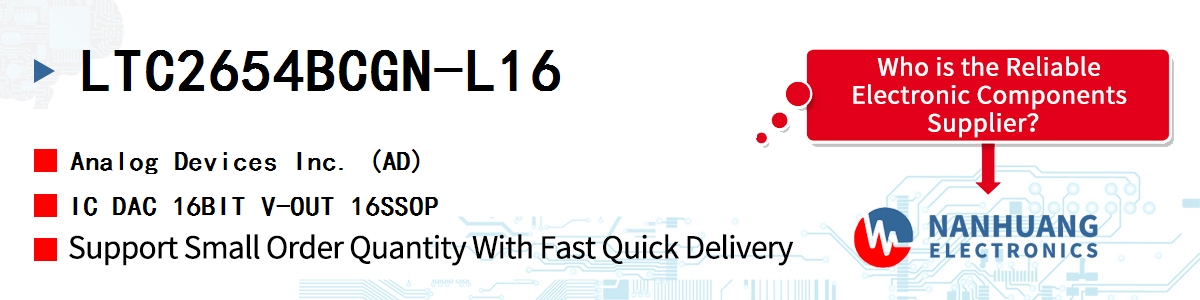 LTC2654BCGN-L16 ADI IC DAC 16BIT V-OUT 16SSOP