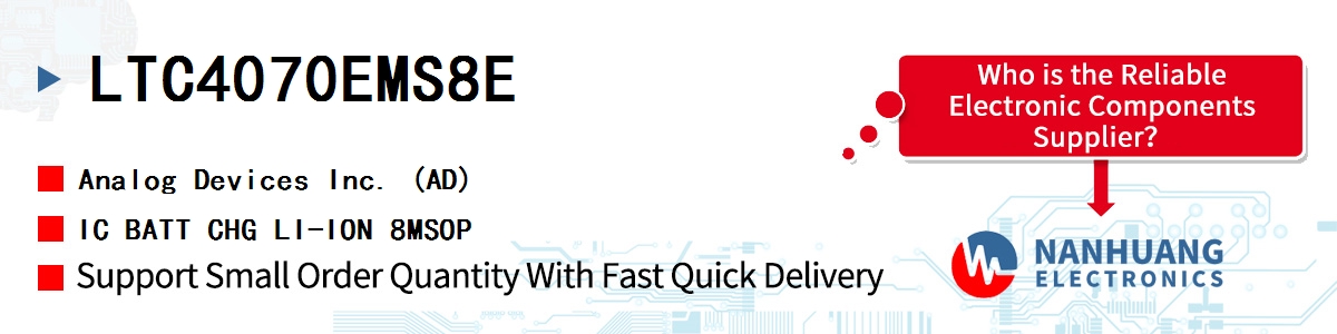 LTC4070EMS8E ADI IC BATT CHG LI-ION 8MSOP